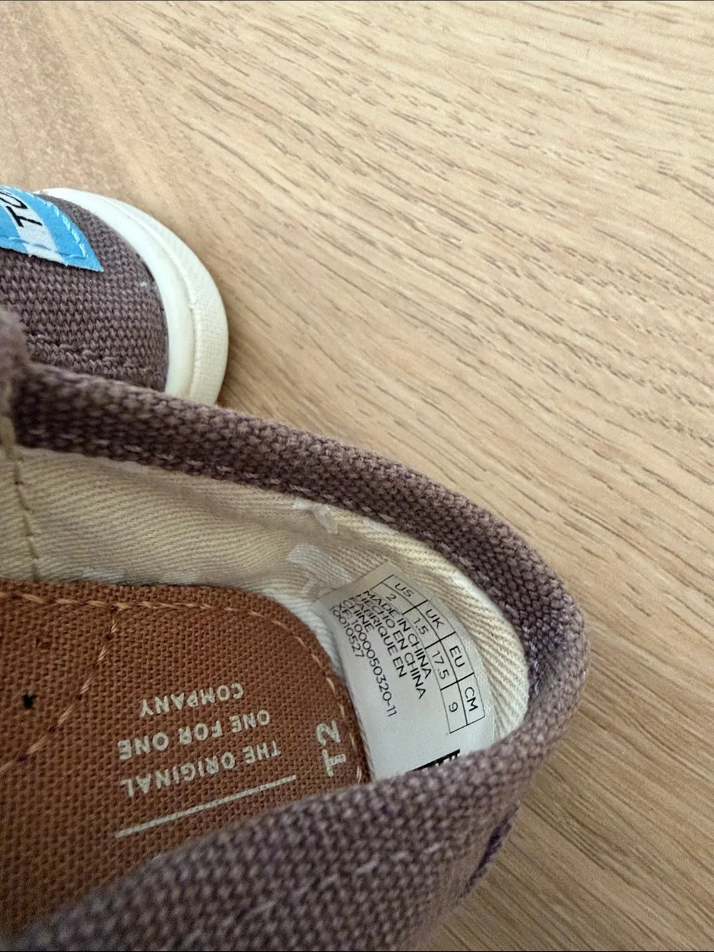 TOMS Brown Canvas Baby Slip-On Shoes Size 2